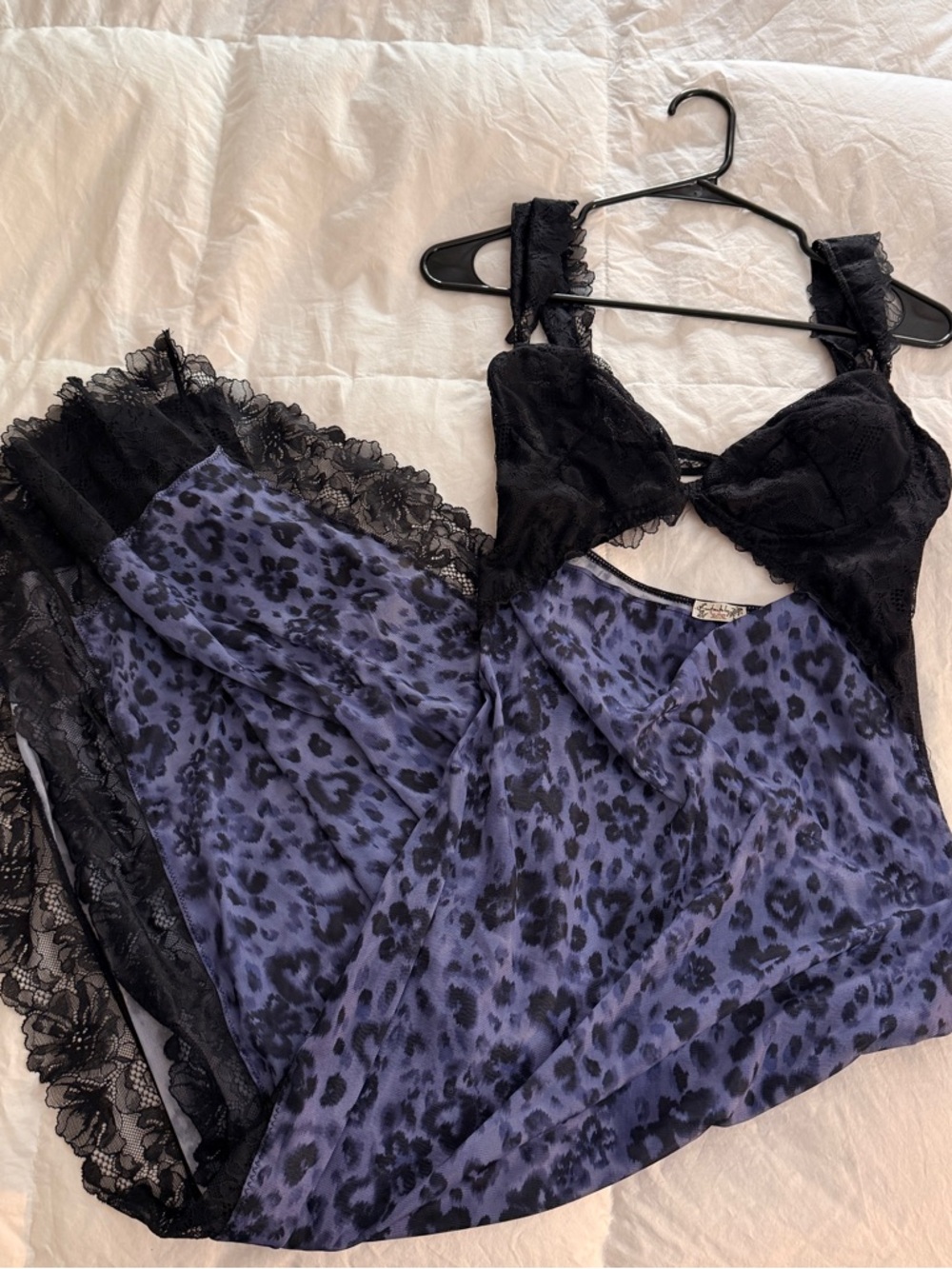 Free People “Suddenly Fine” Purple Leopard Lace Trim Cutout Midi Dress — Size M